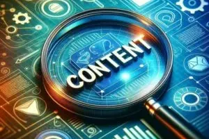 Magnifying glass highlighting content insights, handled by a Digital marketing strategist in palakkad.