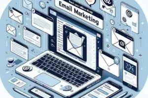Email marketing setup with devices and mail icons, handled by a digital marketing strategist in palakkad.